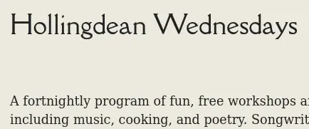 Hollingdean Wednesdays website screenshot